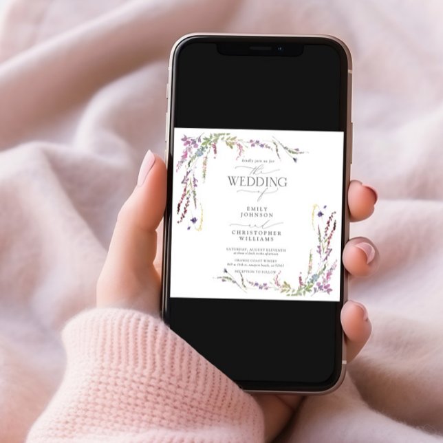 Convites Casamento de Caligrafia Roxo (Criador carregado)