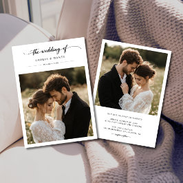 Convites Casamento de Caligrafia Rustic Boho Photo Black Wh