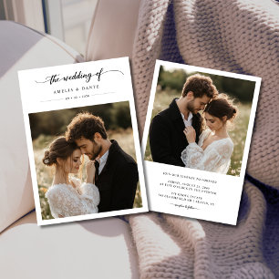 Convites Casamento de Caligrafia Rustic Boho Photo Black Wh