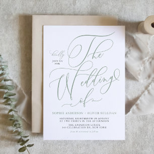 Convites Casamento de Caligrafia Sage Green