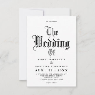 Convites Casamento de Caligrafia Simples e Gótica