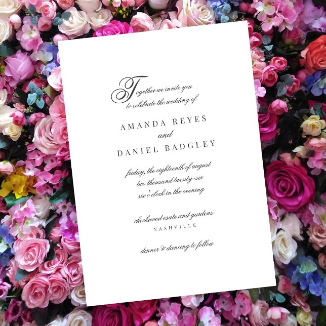 Convites Casamento de Caligrafia Simples Elegante (Criador carregado)