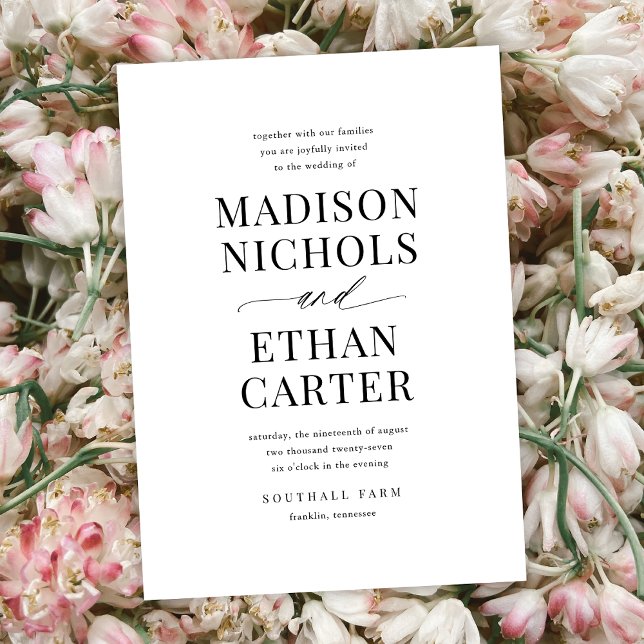 Convites Casamento de Caligrafia Simples Elegante (Criador carregado)