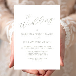 Convites Casamento de Caligrafia Verde do Elegante Sage