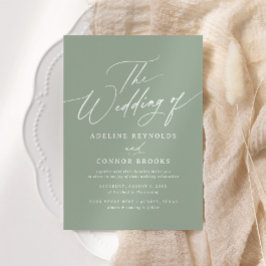 Convites Casamento de Caligrafia Verde Elegante Sage