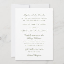 Convites Casamento de Caligrafia Verde Musgo Elegante