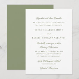 Convites Casamento de Caligrafia Verde Musgo Elegante