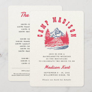 Convites Casamento de Camp Bachelorette Bold Retro Mountain