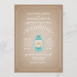 Convites Casamento de Camp Inspirado com Lanterna Azul-Clar