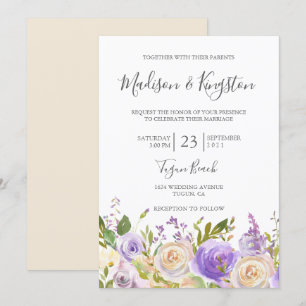 Convites Casamento De Campanha De Rosa Púrpura E Elegante