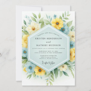 Convites Casamento de Campo Azul Céu e Amarelo