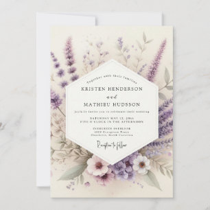 Convites Casamento de Campo com Aquarela de Lavanda