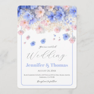 Convites Casamento de Campo com Flores Silvestres Pastel Ro
