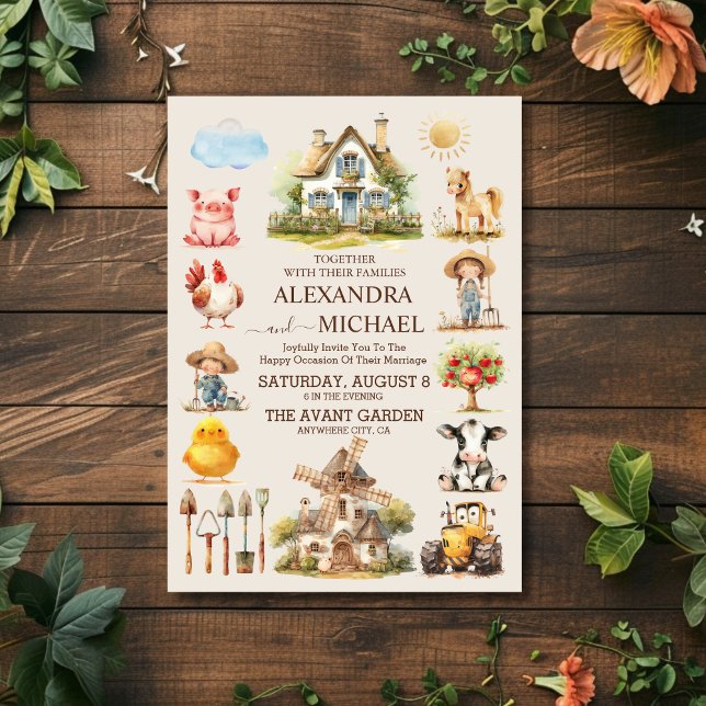 Convites Casamento de Campo de Algodão da fazenda Barn (Criador carregado)