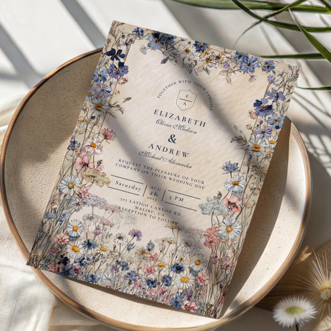 Convites Casamento de Campo Floral Boêmio Suave (Criador carregado)