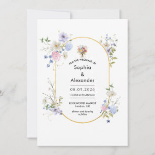 Convites Casamento de campo floral com o ouro de Cute