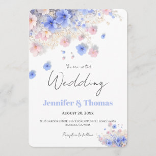 Convites Casamento de Campo Pastel Romântico com Flores Sil
