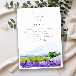 Convites Casamento de Campos de Lavanda de Aquarelas Rustic