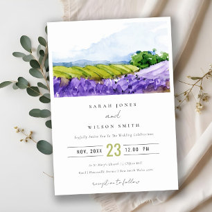 Convites Casamento de Campos de Lavanda de Aquarelas Rustic