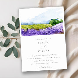 Convites Casamento de Campos de Lavanda de Aquarelas Rustic