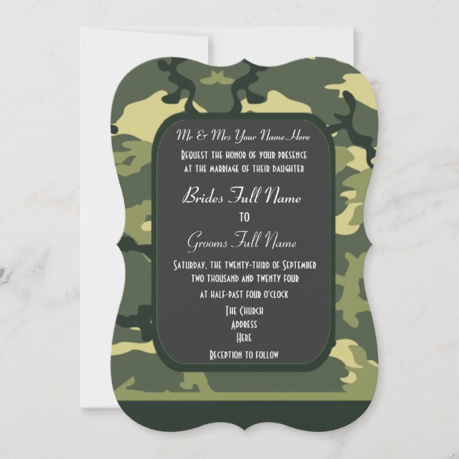 Convites Casamento de camuflagem militar verde (Frente)