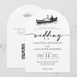Convites Casamento de Canoa com Código QR