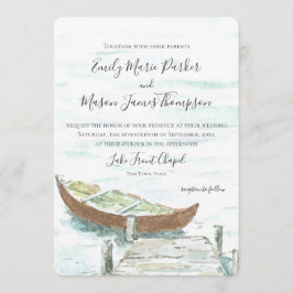 Convites Casamento de Canoé de Lago Watercolor