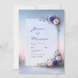 Convites Casamento de Canto de Dália Azul Pó