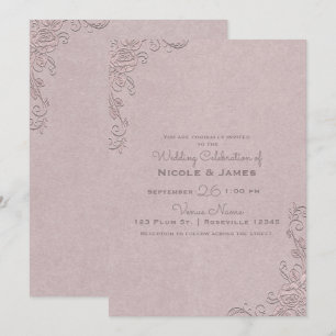 Convites Casamento de Canto de Rosa Glamouroso Rústico Vint