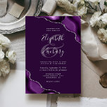 Convites Casamento de Cantos de Agata de Prata Roxo Profund<br><div class="desc">Uma design de cor d'água púrpura, aparada com brilho falso prateado, aparece em dois cantos deste elegante design. Personalize-o com os nomes dos casais em um guião de escrita manual de cinzas prateadas sobre um grande e abafado e roxo. Adicione os detalhes do casamento em copperplate e fontes itálicas em...</div>