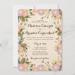 Convites Casamento de Canvas Floral de Cólera Rustica Chic