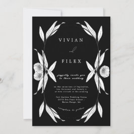 Convites Casamento De Capsul Floral Branco E Preto Elegante