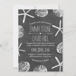 Convites Casamento de Cartolina da Rustic Beach Seashells