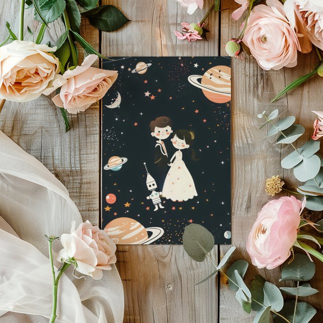 Convites Casamento de Cartoon Cosmos Ficção Científica (Criador carregado)