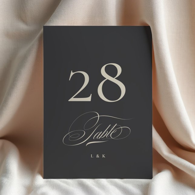 Convites Casamento de carvão vegetal 5 x 7 Número da Tabela (Criador carregado)