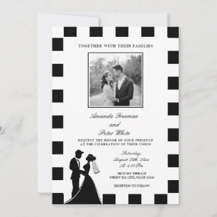 Convites Casamento de Casais com Verificação de Foto Branco
