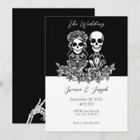 Casamento de casais do crânio preto e branco