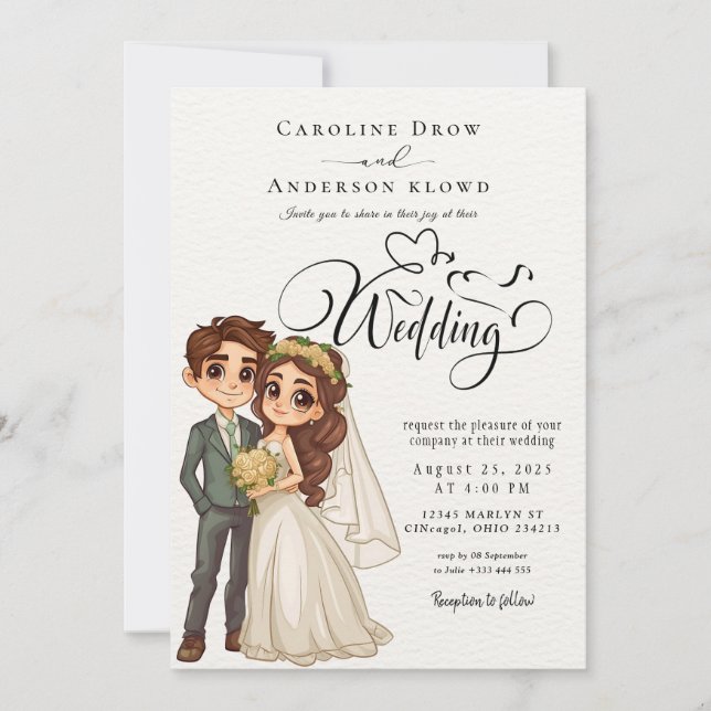 Convites Casamento de Casal de Anime (Frente)