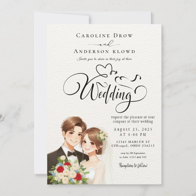 Convites Casamento de Casal de Anime (Frente)