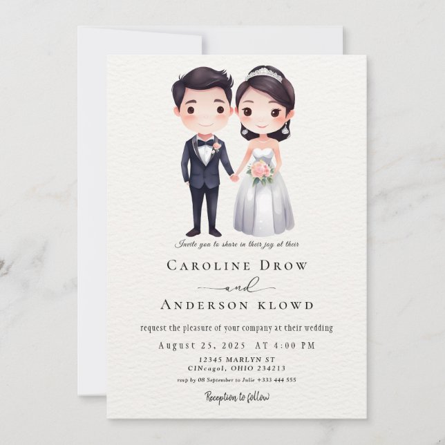 Convites Casamento de Casal de Anime (Frente)