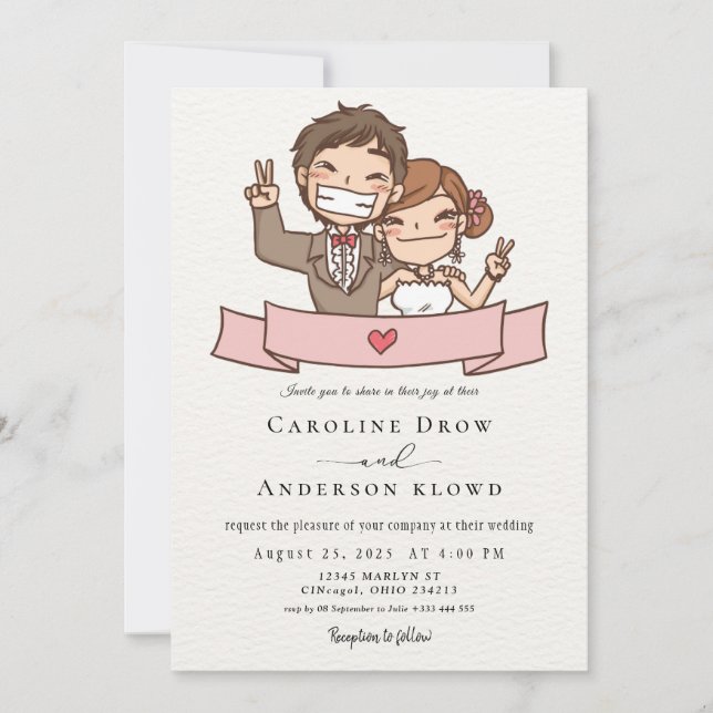Convites Casamento de Casal de Anime (Frente)