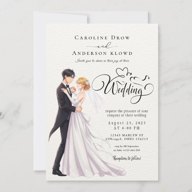 Convites Casamento de Casal de Anime (Frente)