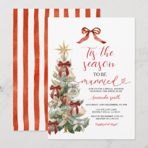 Convites Casamento de Casal de Árvore de Natal com Laço Ver