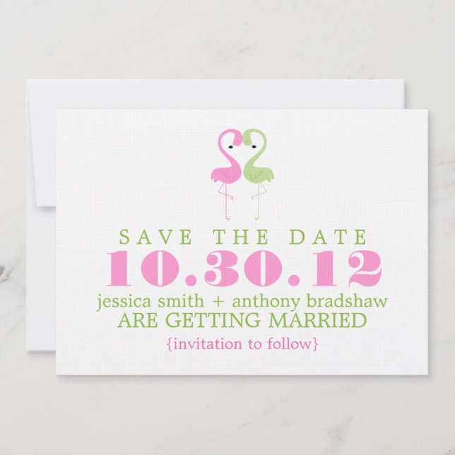 Convites Casamento de Casal de Flamingo Save the Date (Frente)
