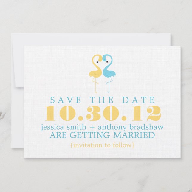 Convites Casamento de Casal de Flamingo Save the Date (Frente)