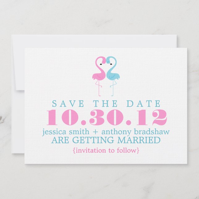Convites Casamento de Casal de Flamingo Save the Date (Frente)