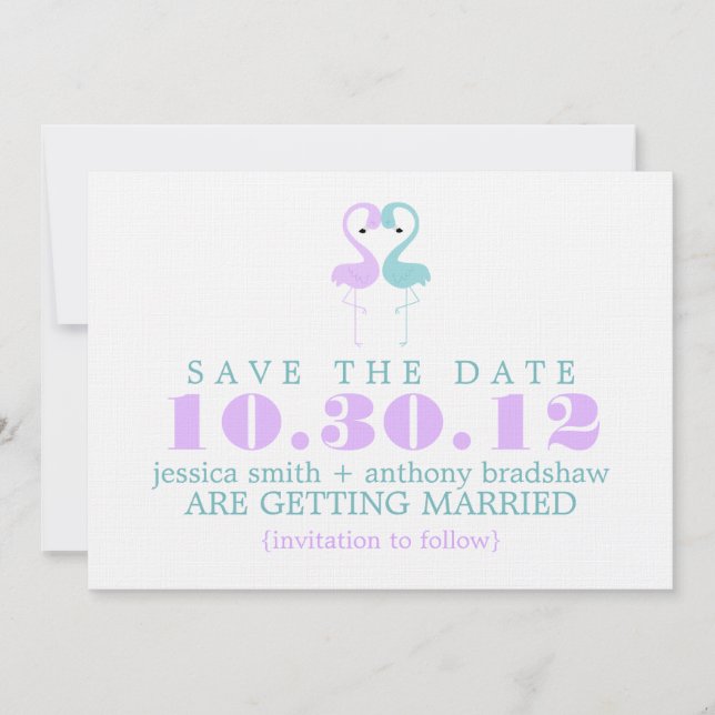 Convites Casamento de Casal de Flamingos Salve a Data (Frente)