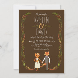 Convites Casamento de Casal de Gata e Raposa