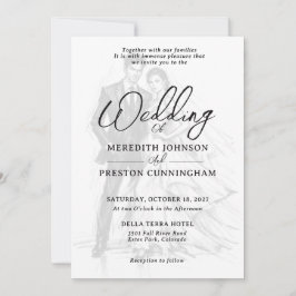 Convites Casamento de Casal Esboço de Carvão de Moda Modern