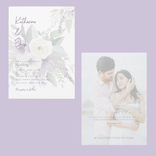Convites Casamento de casal floral de lavanda elegante em f